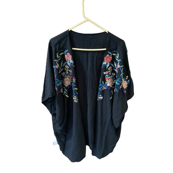 Nine Britton Womens Size XL Oversize Embroidered Jacket Open Front Cardigan Shor - Picture 1 of 13